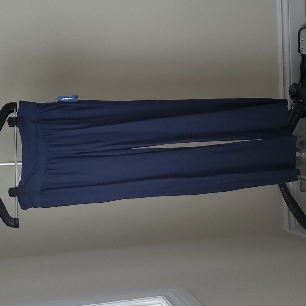 Navy blue linen-rayon blend Old Navy rollover waist pants in size medium, NWT